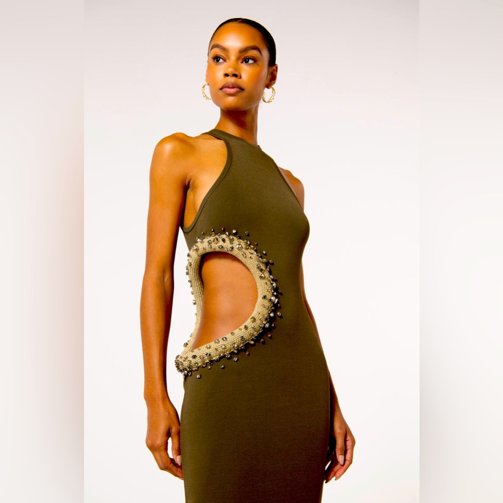 Cult Gaia Olive Green Cutout Dress